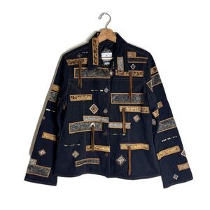Yak Magik Jacket Womens Large Black Boho Embroidered Western Tassel Nepal Unique